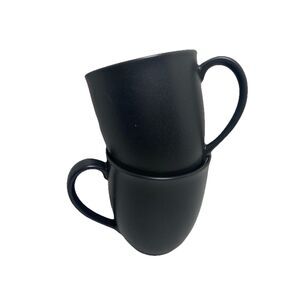 Noritake Colorwave Graphite 2 Coffee Mugs Black Cream Square Plain Mint